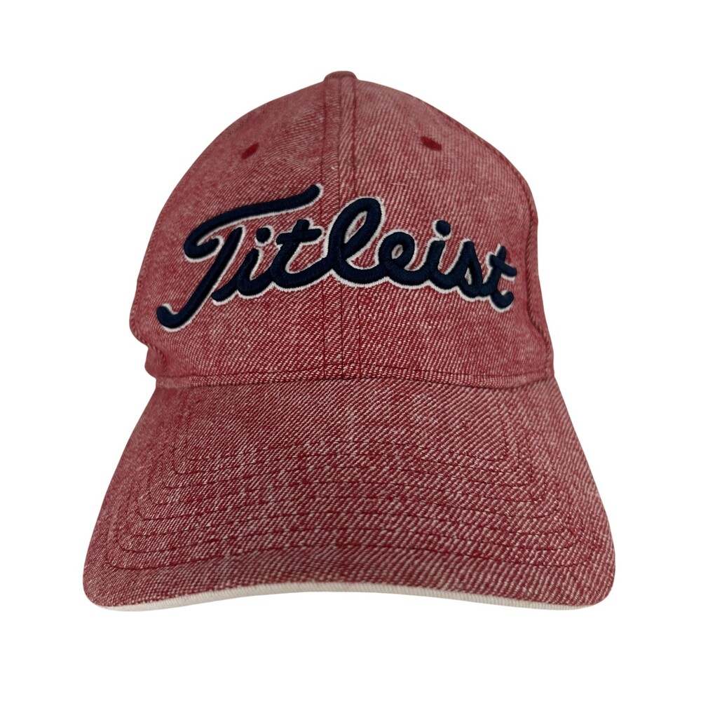 Titleist Hat Cap Strap Back Mens One Size Red Cotton Linen Golf Adjustable